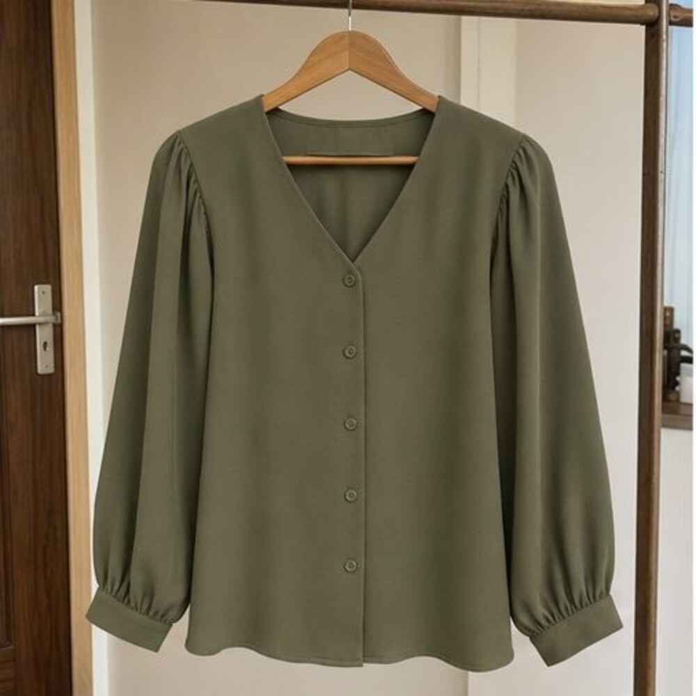Olive Peplum Top